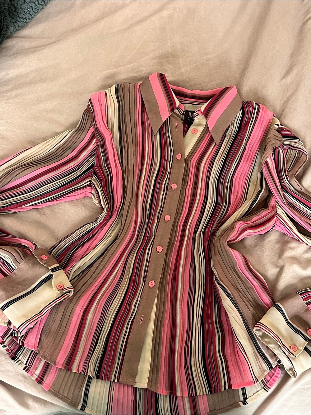 Milano Pink and Brown Striped Button-Down Shirt